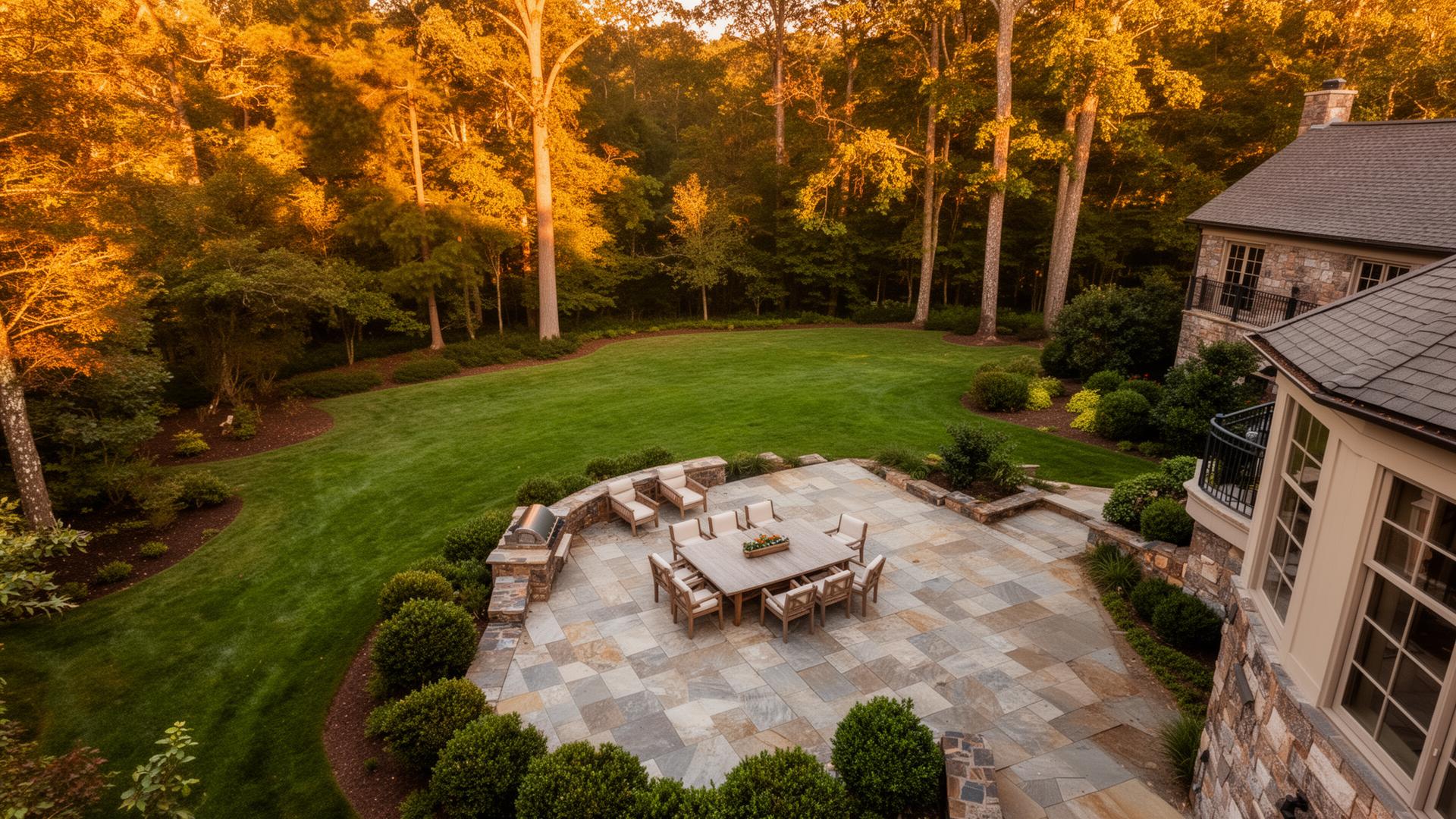 Luxury landscaped backyard in Upstate South Carolina
