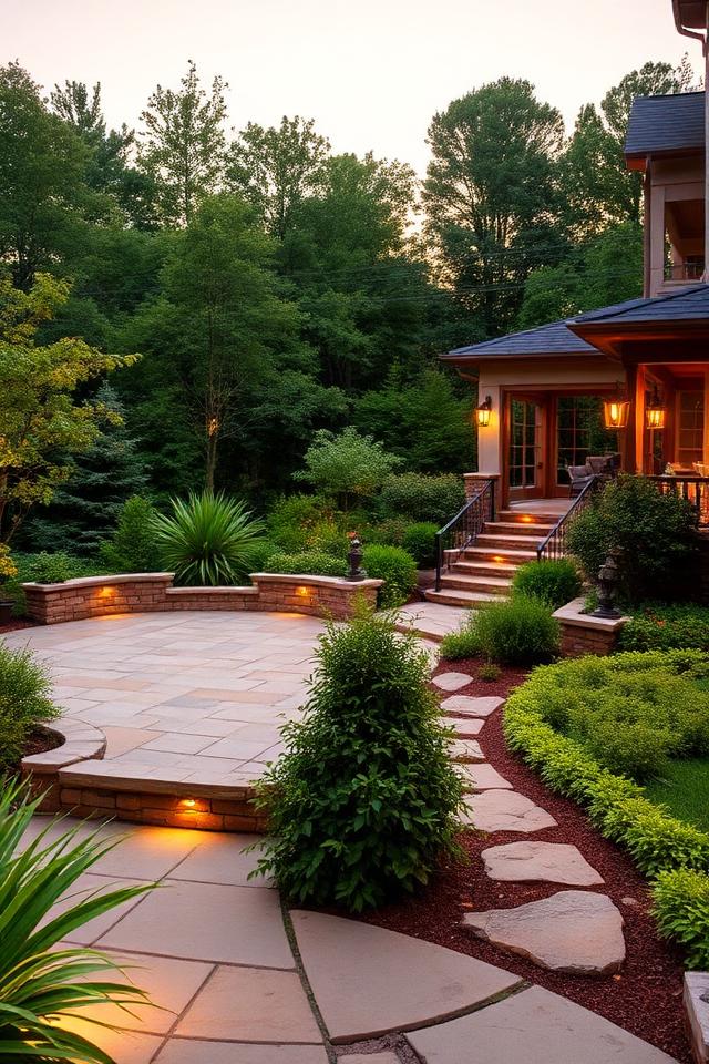 Luxury landscape design at dusk