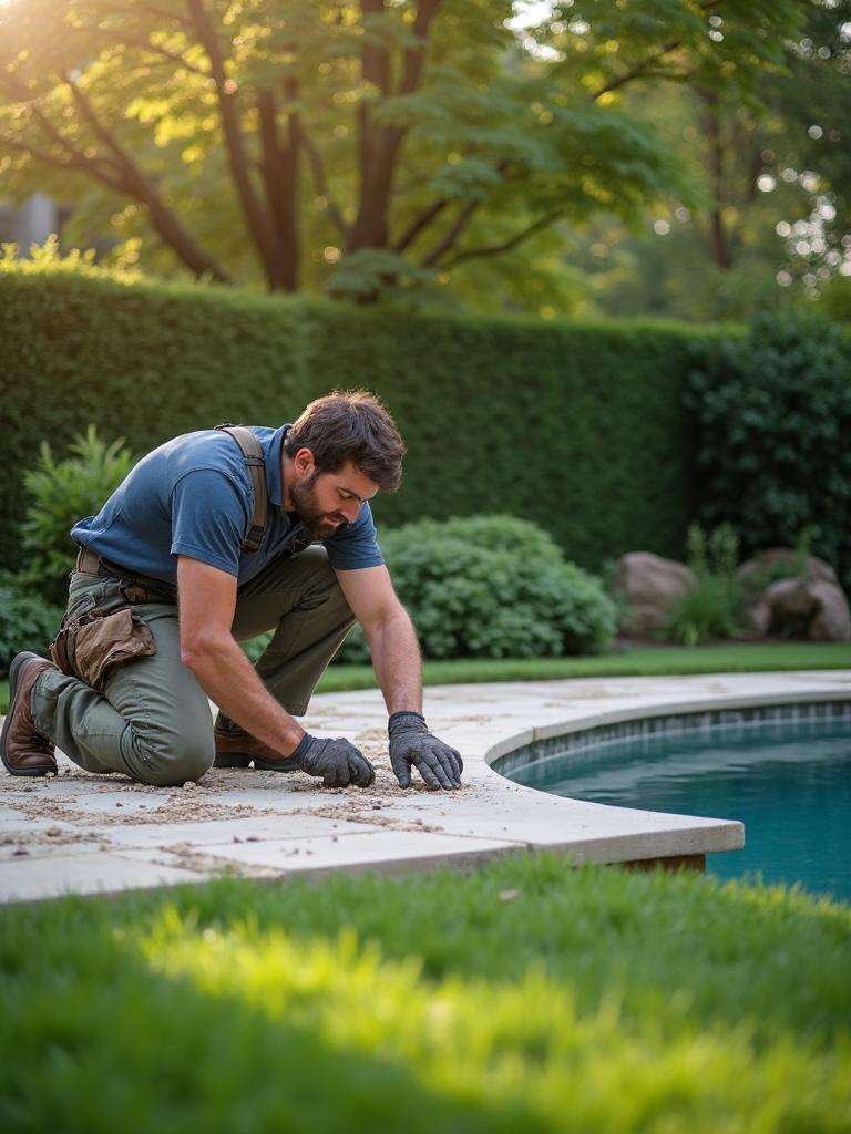 Expert landscape craftsman at work
