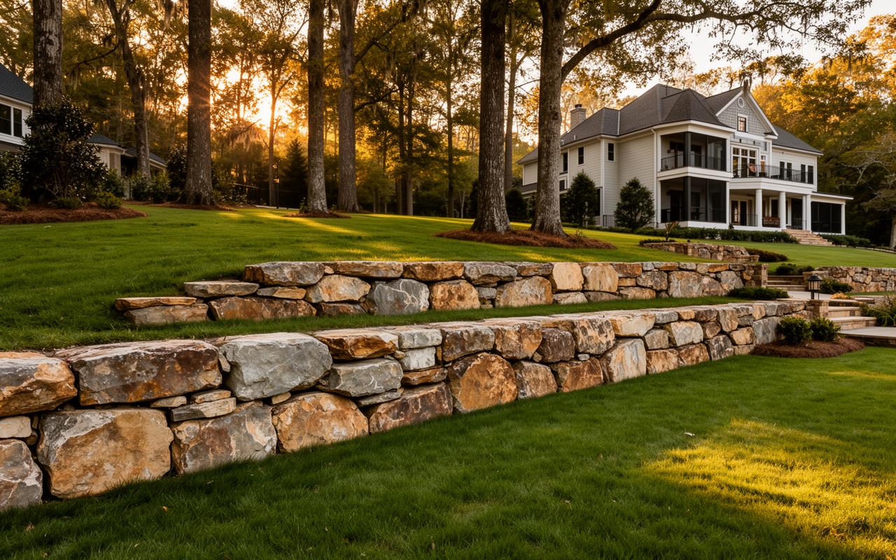 Retaining Walls on Sloped Lots in Upstate SC: Boulder, Block, or Natural Stone?